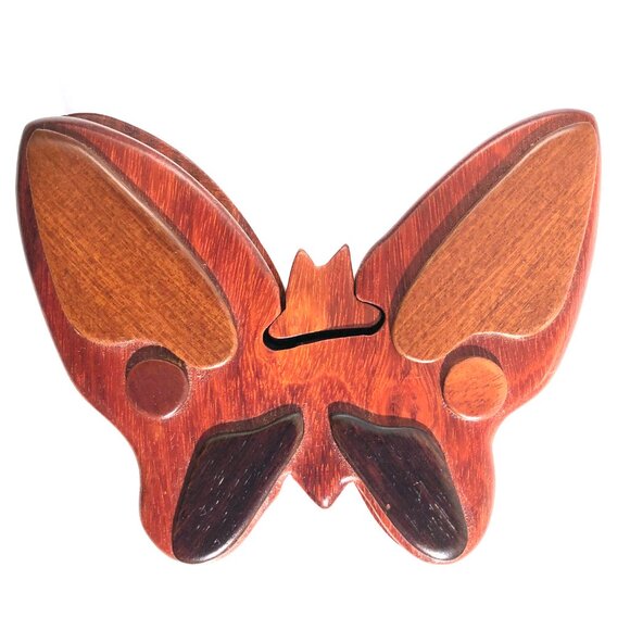Butterfly Wood Puzzle Box Stash Box secret compartments Intarsia Jewelry Box - Picture 2 of 15